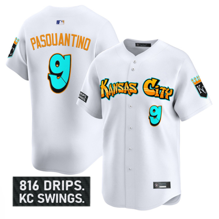 Vinnie Pasquantino Jersey #9 Kansas City Royals Graffiti Crown Drop Stitched Baseball - Image 4