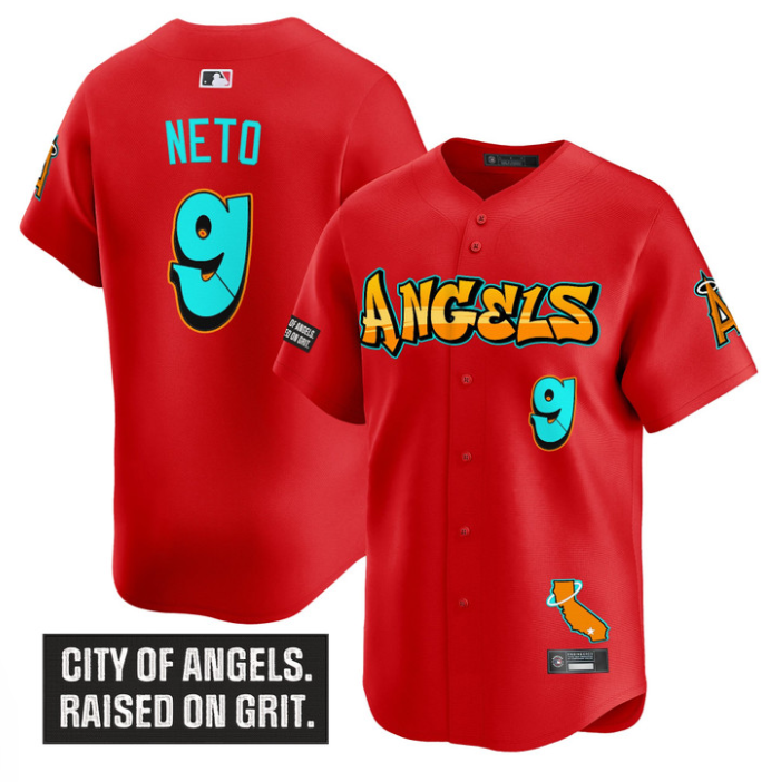 Zach Neto Jersey #9 Los Angeles Angels Graffiti Halo Drop Edition Stitched Baseball - Image 3