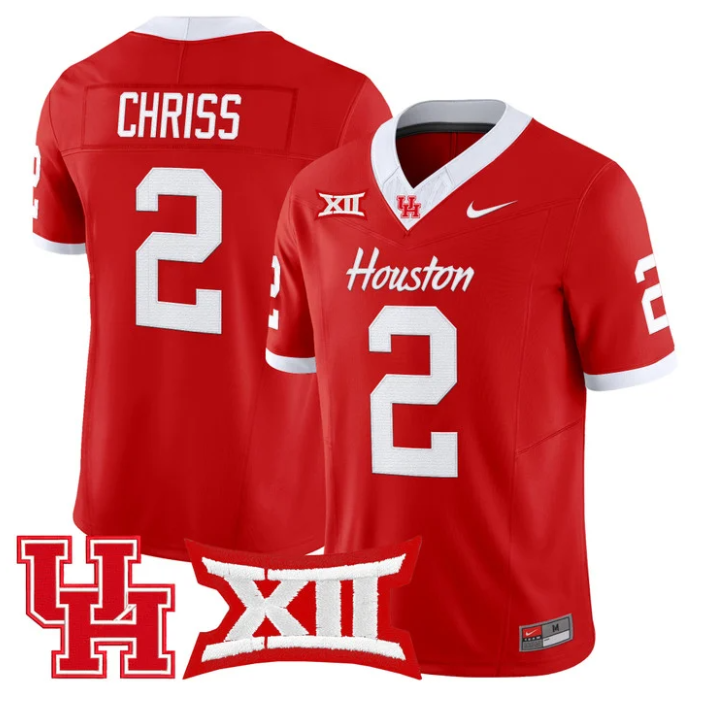 Zeon Chriss Jersey #2 Houston Cougars 2025 Vapor Limited Light Stitched Football - Image 3