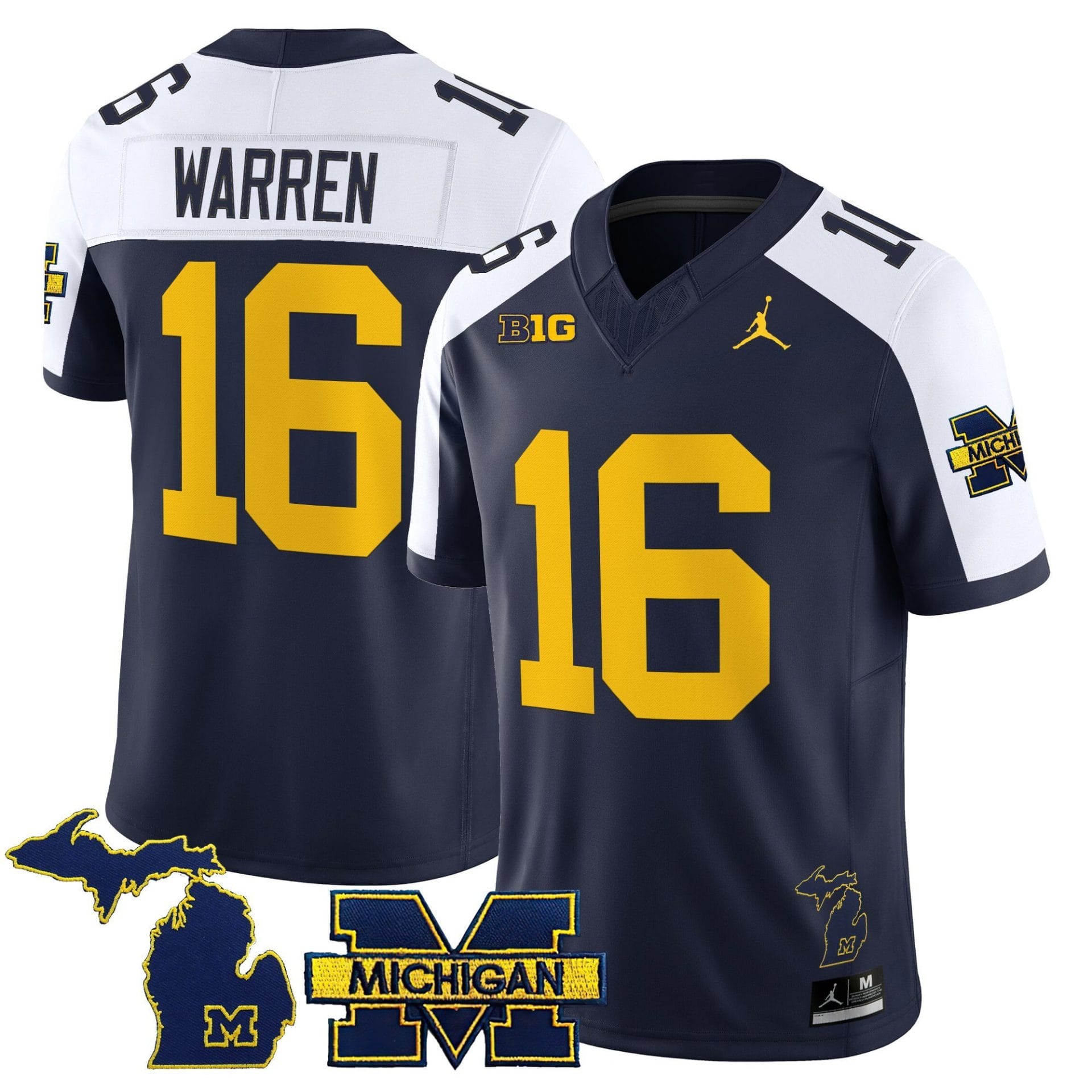 Davis Warren Jersey #16 Michigan Wolverines 2025 Vapor Stitched Football - Image 3