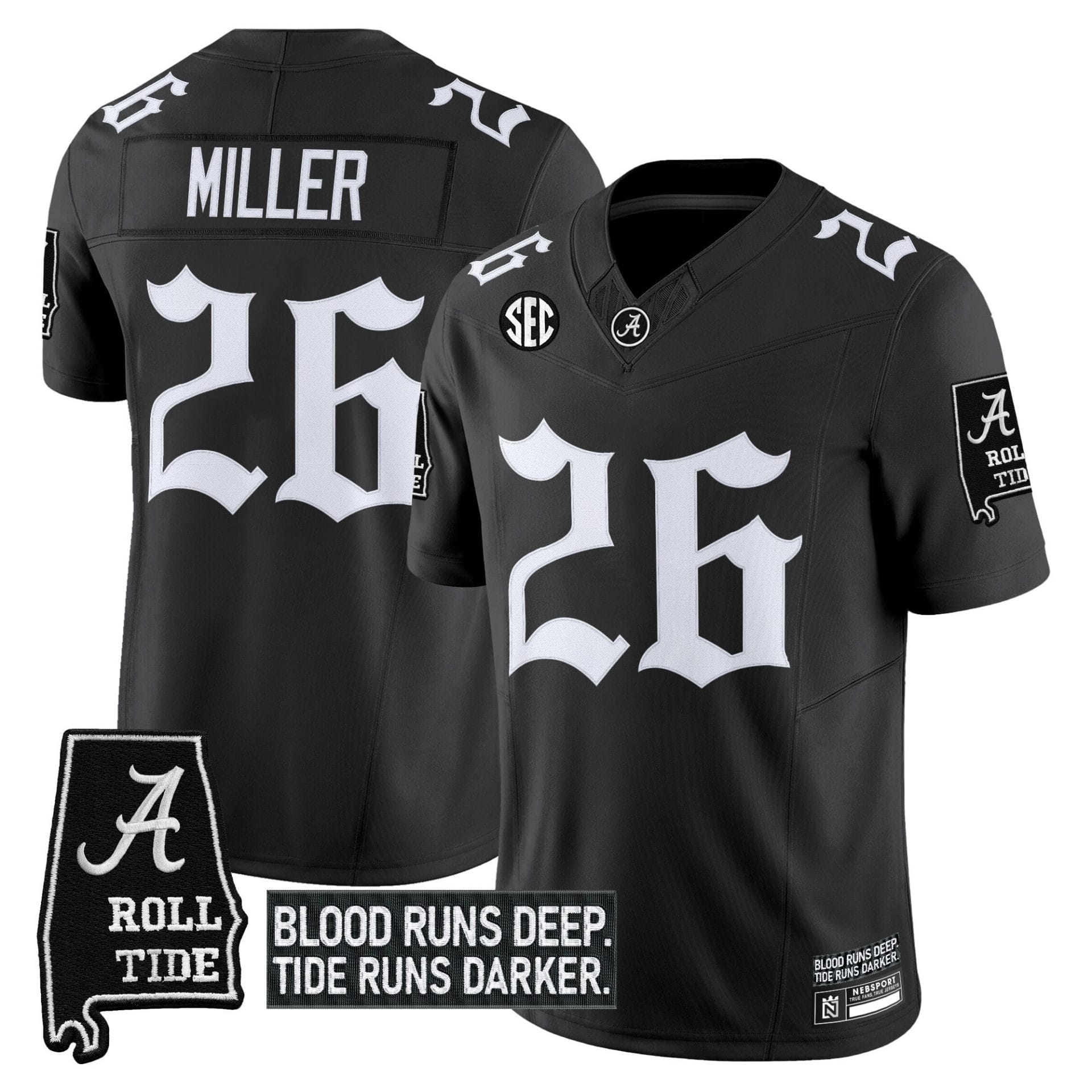 Jam Miller Jersey #26 Alabama Crimson Gothic Bama Blood Edition Stitched Football - Image 2