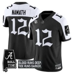 Joe Namath Jersey #12 Alabama Crimson Gothic Bama Blood Edition Stitched Football
