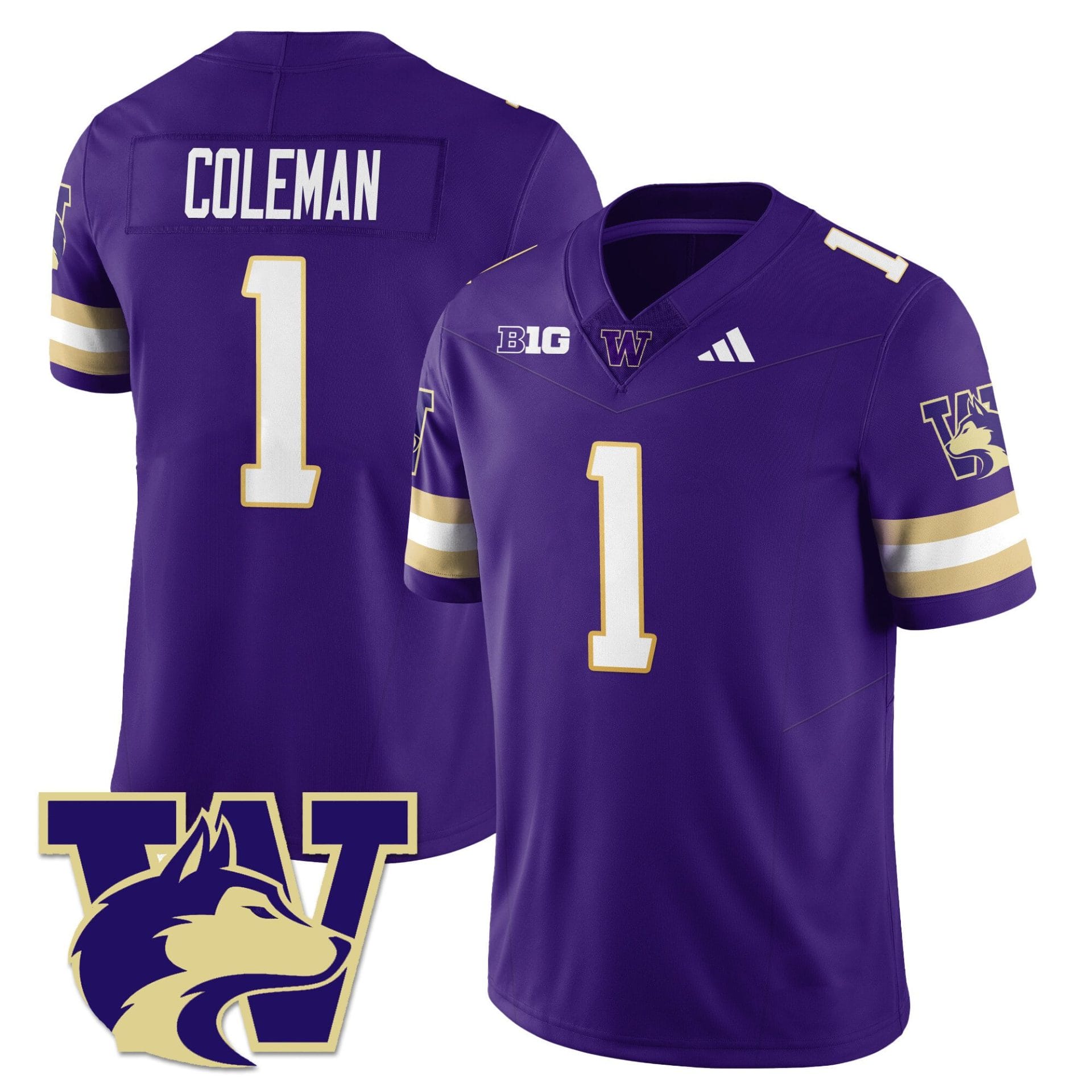 Jonah Coleman Jersey #1 Washington Husky 2025 Stitched Football - Image 2