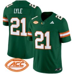 Alternative view of Jordan Lyle Jersey #21 Miami Hurricanes 2025 Limited Stitched Football