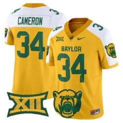 Alternative view of Josh Cameron Jersey #34 Baylor Bears 2025 V2 Vapor Stitched Football