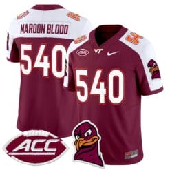 Maroon Blood Jersey #540 Virginia Tech Hokies 2025 Stitched Football