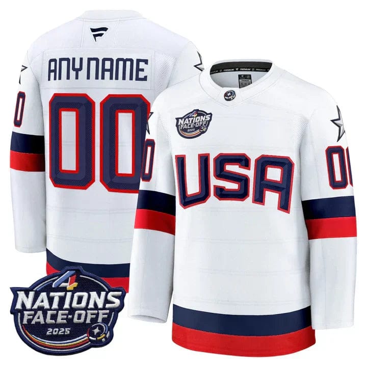 Alternative view of USA 4 Nations Face-Off 2025 Premium Custom Jersey - All Stitched