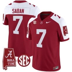 Alternative view of Nick Saban Alabama Crimson Tide #7 Champions Vapor Limited Jersey - All Stitched