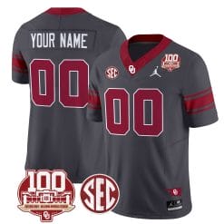 Alternative view of Custom Oklahoma Sooners Jersey 100th Anniversary Patch Vapor Limited Stitched