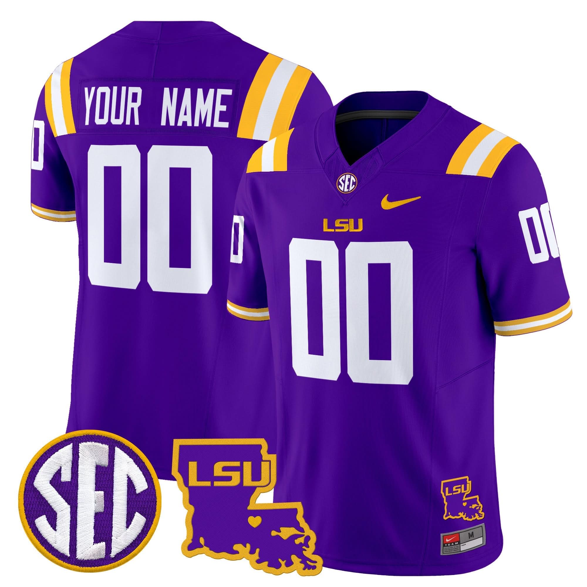Custom LSU Tigers Jersey 2025 Louisiana Patch Vapor Limited - All Stitched - Image 2