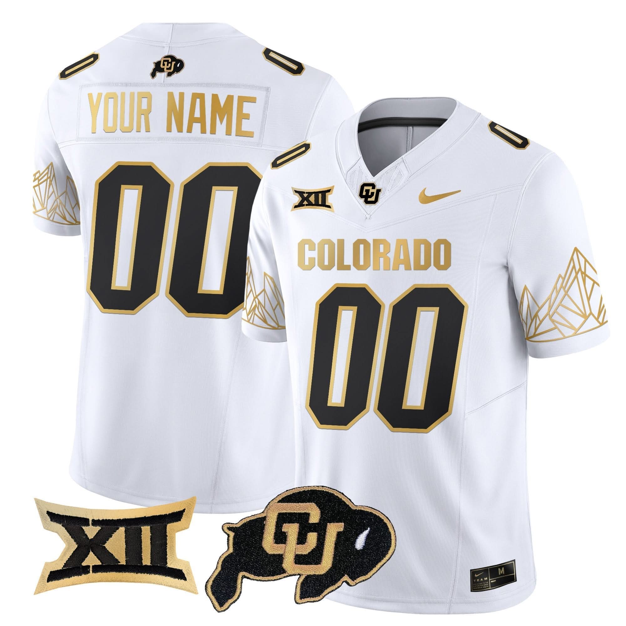 Custom Colorado Buffaloes Jersey Big 12 XII Patch Gold Vapor Limited - All Stitched - Image 3