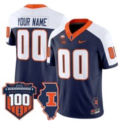 Alternative view of Custom Illinois Fighting Illini Jersey 100th Memorial Stadium Patch Vapor Limited - All Stitched