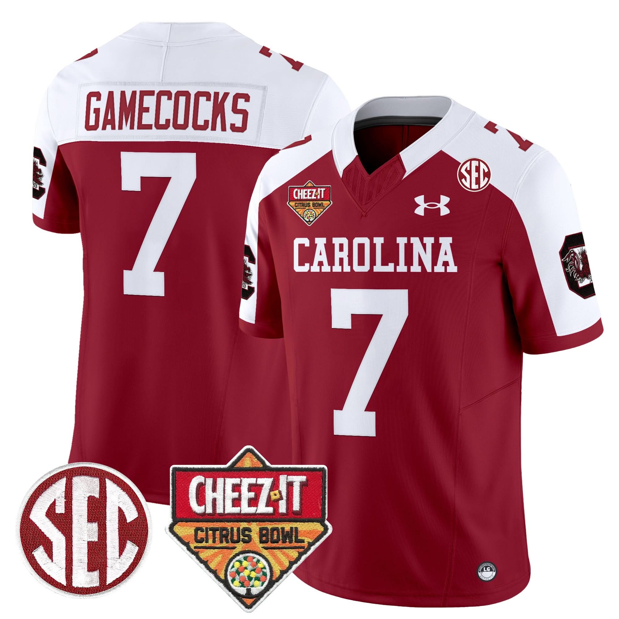 South Carolina Gamecocks 1980 Throwback Cheez-It Citrus Bowl Patch Vapor Limited Jersey - All Stitched - Image 24