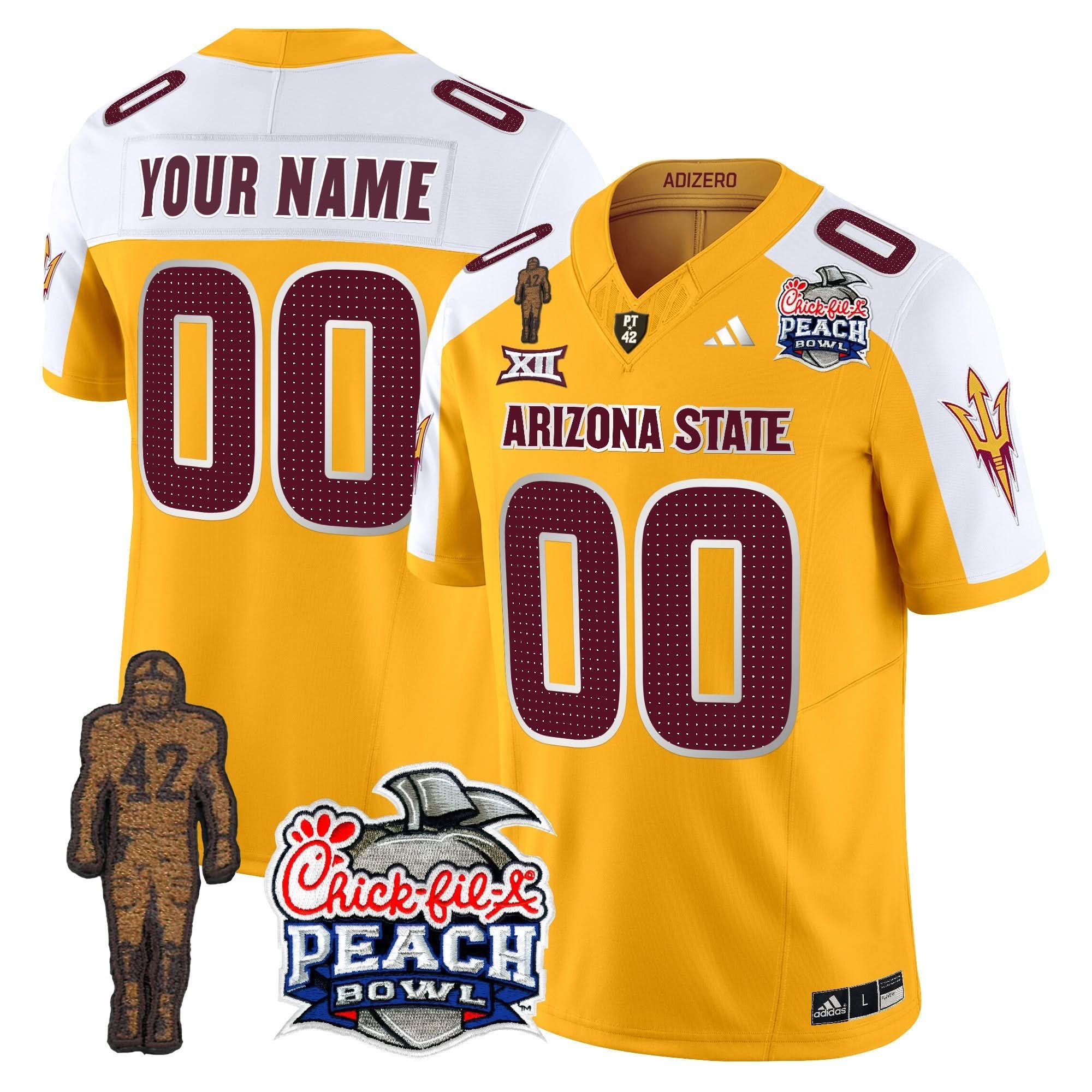 Alternative view of Custom Sun Devils Jersey Pat Tillman & Peach Bowl Patch Vapor Limited V2 - All Stitched