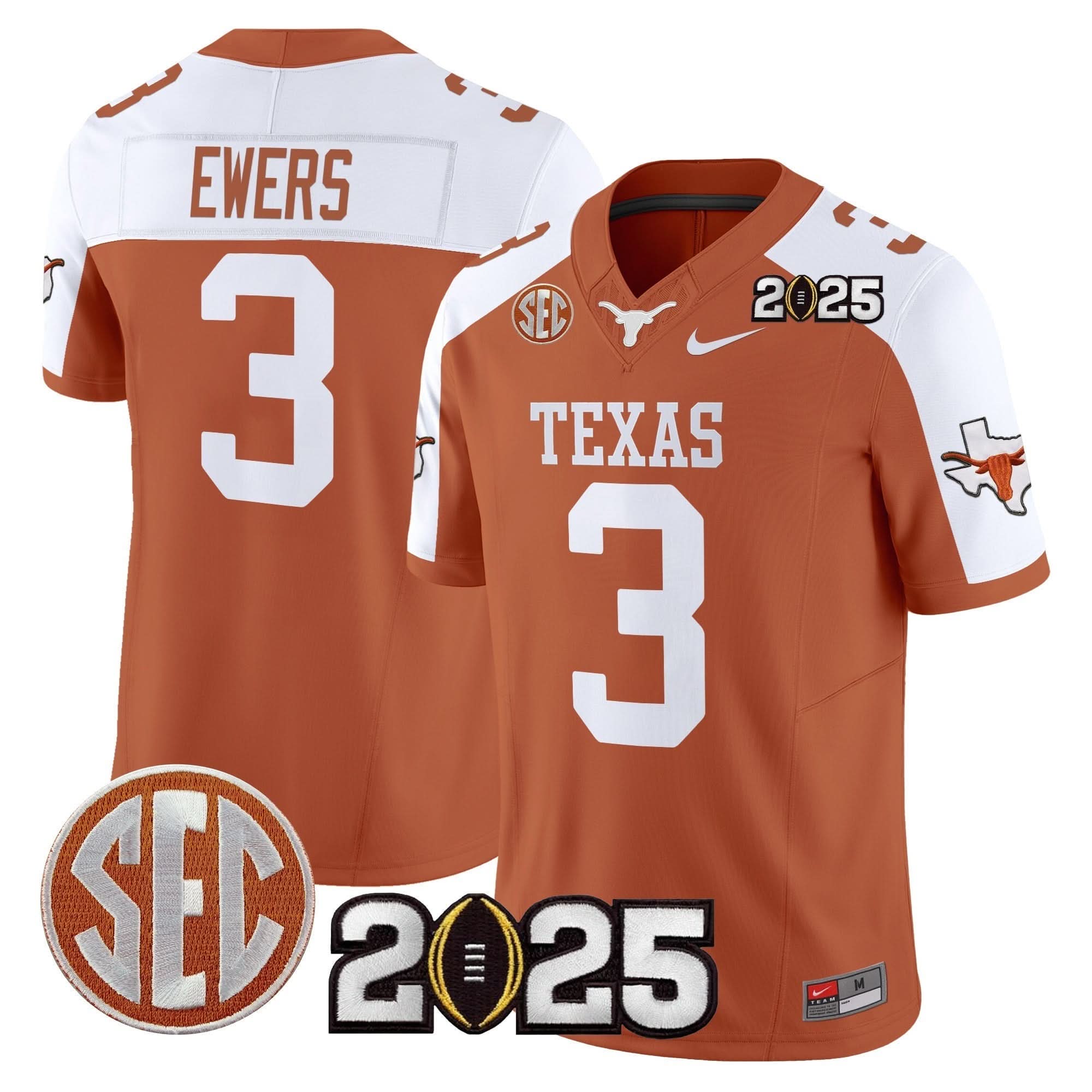 Texas Longhorns 2025 CFP Final Patch Vapor Limited Jersey - All Stitched - Image 2