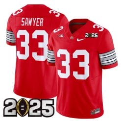 Alternative view of Ohio State Buckeyes 'Heritage Stripe' 2025 CFP Final Patch Vapor Limited Jersey - All Stitched