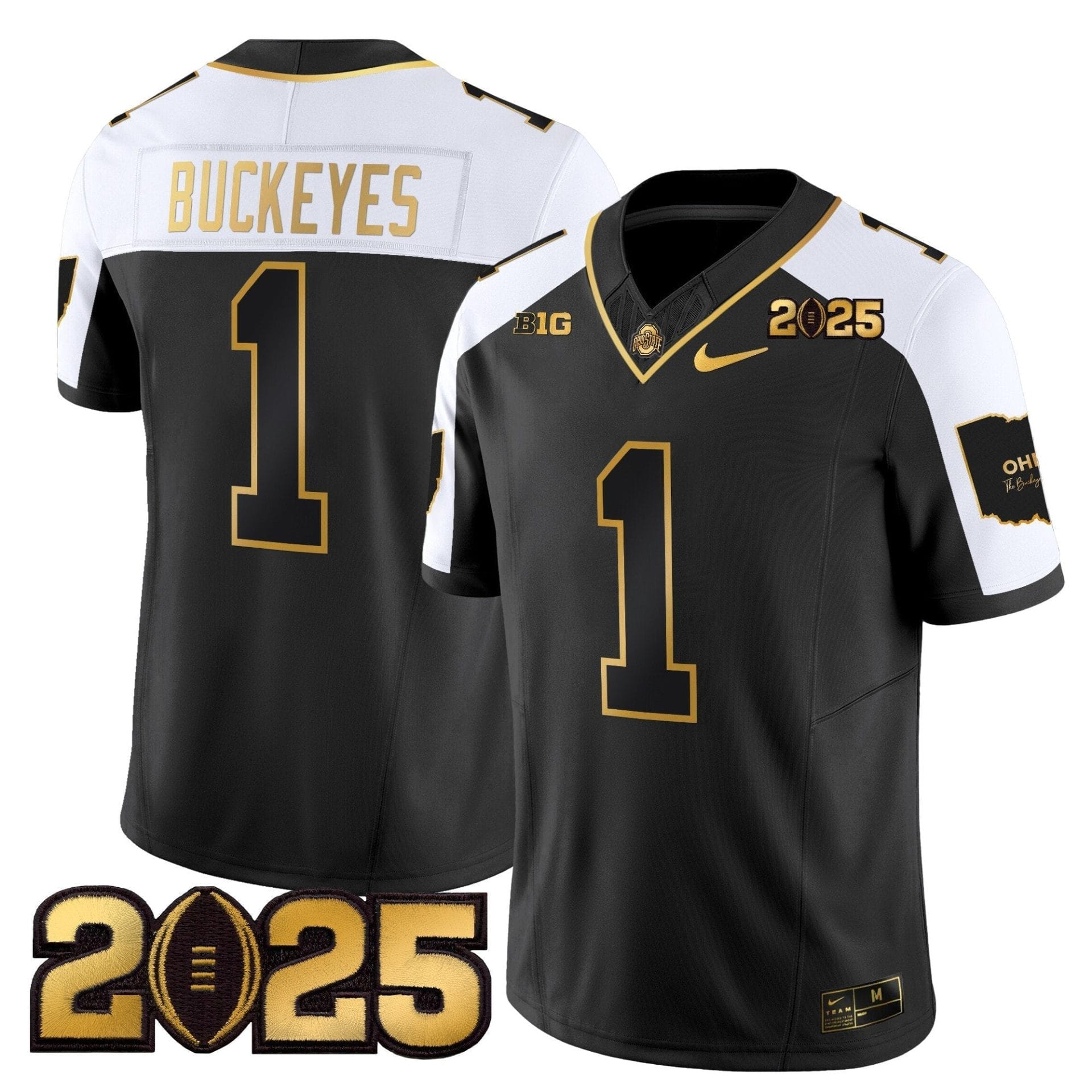 Ohio State Buckeyes 'Heritage Stripe' CFP Final Patch Gold Vapor Limited Jersey - All Stitched - Image 28
