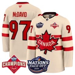 Alternative view of Men Canada 4 Nations Face-Off 2025 Champions Premium Jersey - All Stitched