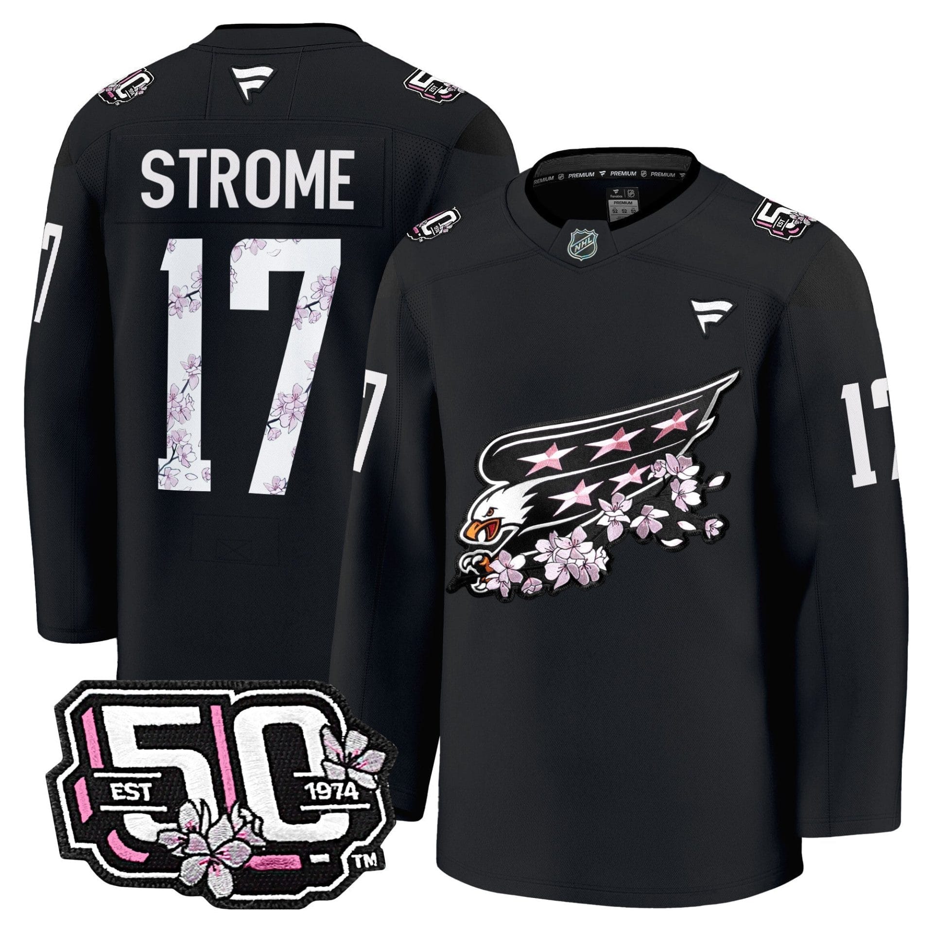 Alternative view of Men Washington Capitals 50th Anniversary Cherry Blossom Premium Jersey - All Stitched