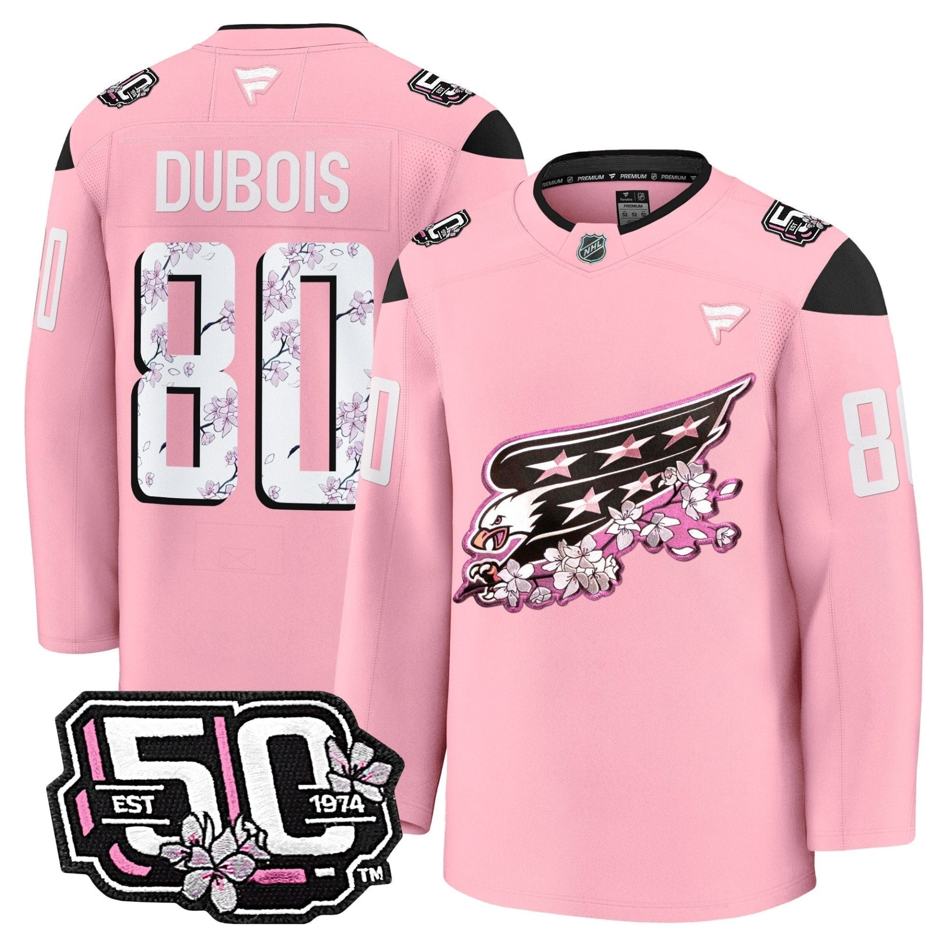 Men Washington Capitals 50th Anniversary Cherry Blossom Premium Jersey - All Stitched - Image 17