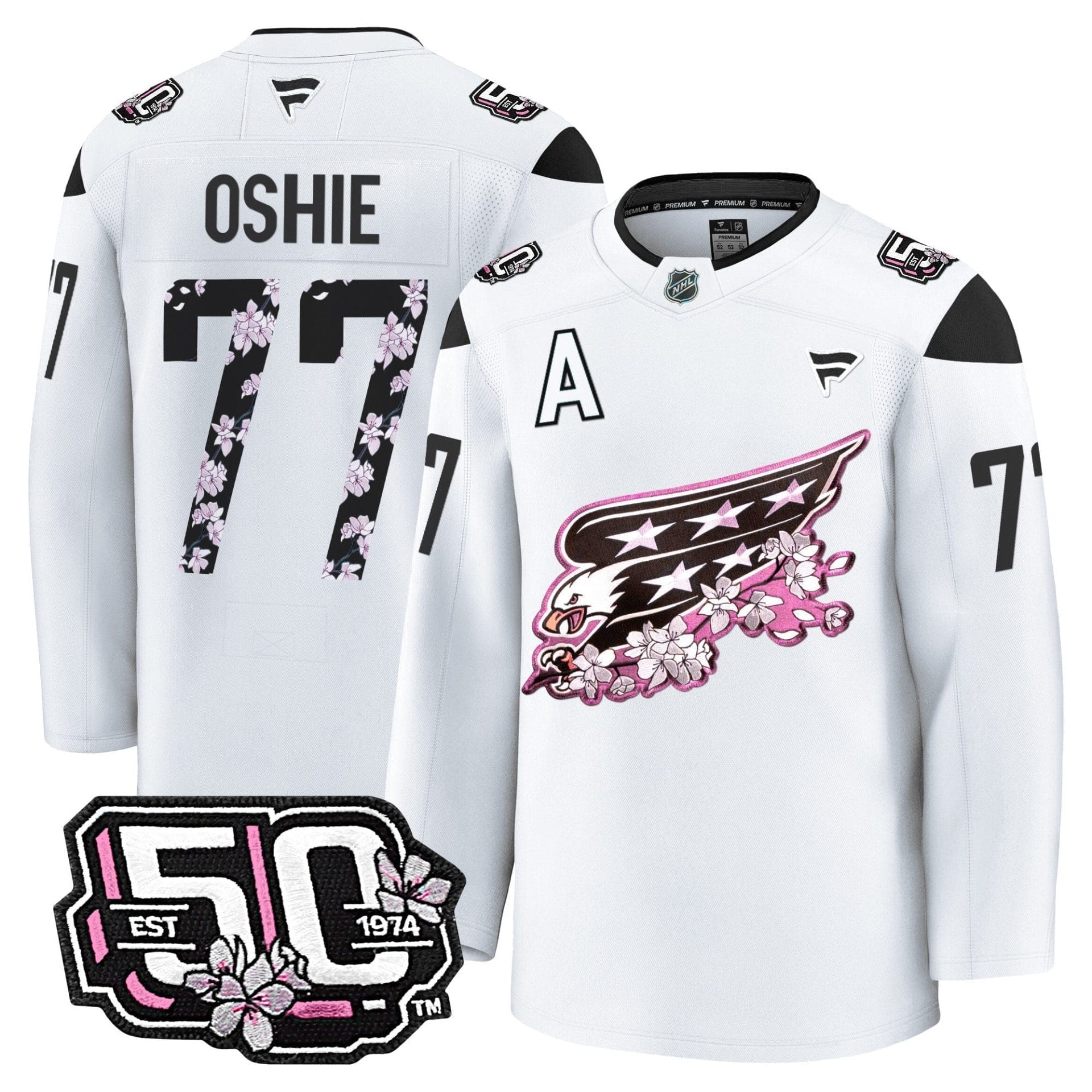 Men Washington Capitals 50th Anniversary Cherry Blossom Premium Jersey - All Stitched - Image 28