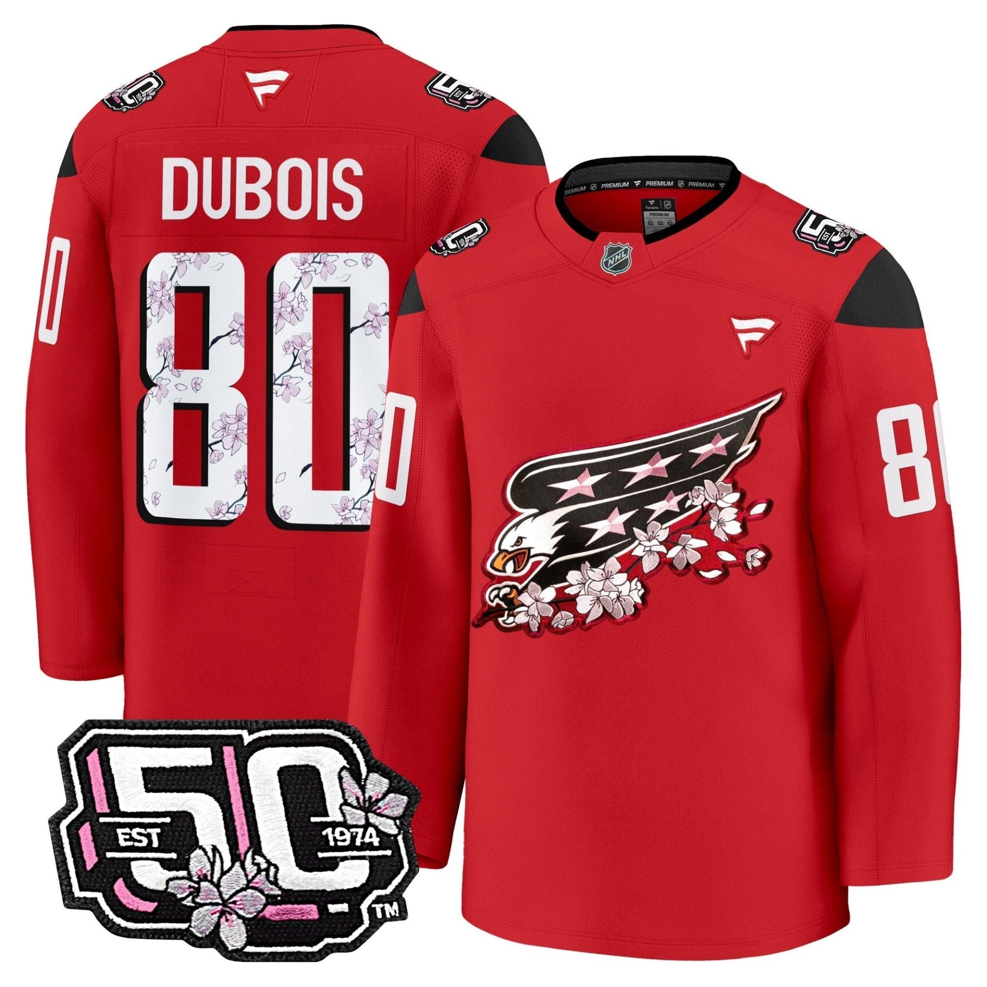 Men Washington Capitals 50th Anniversary Cherry Blossom Premium Jersey - All Stitched - Image 10