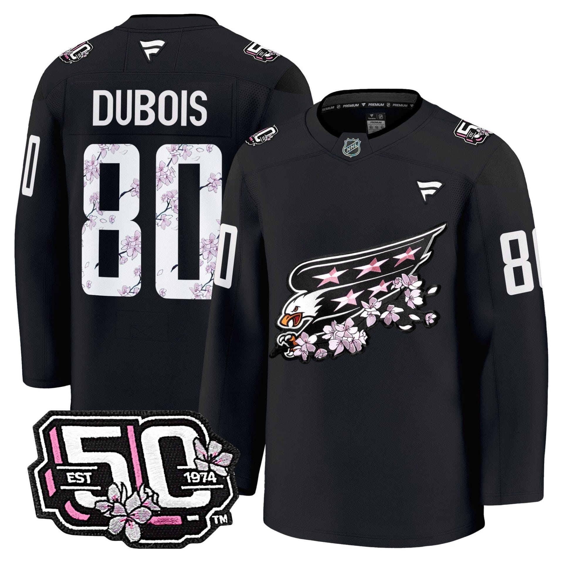 Men Washington Capitals 50th Anniversary Cherry Blossom Premium Jersey - All Stitched - Image 3