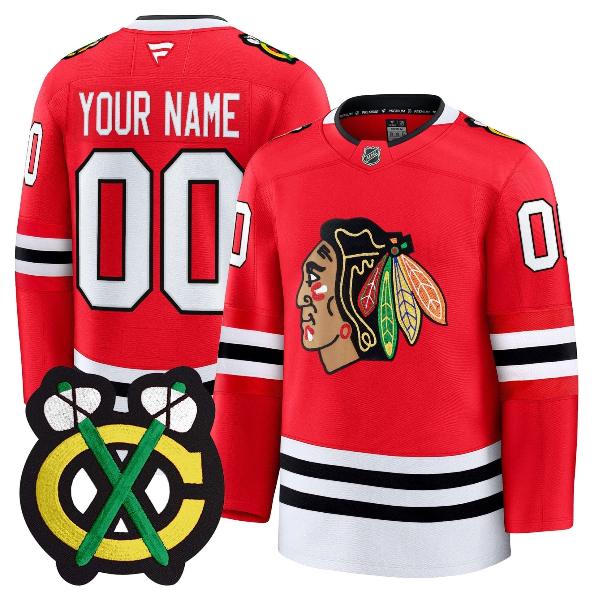 Alternative view of Chicago Blackhawks Winter Classic Patch Premium Custom Jersey - All Stitched