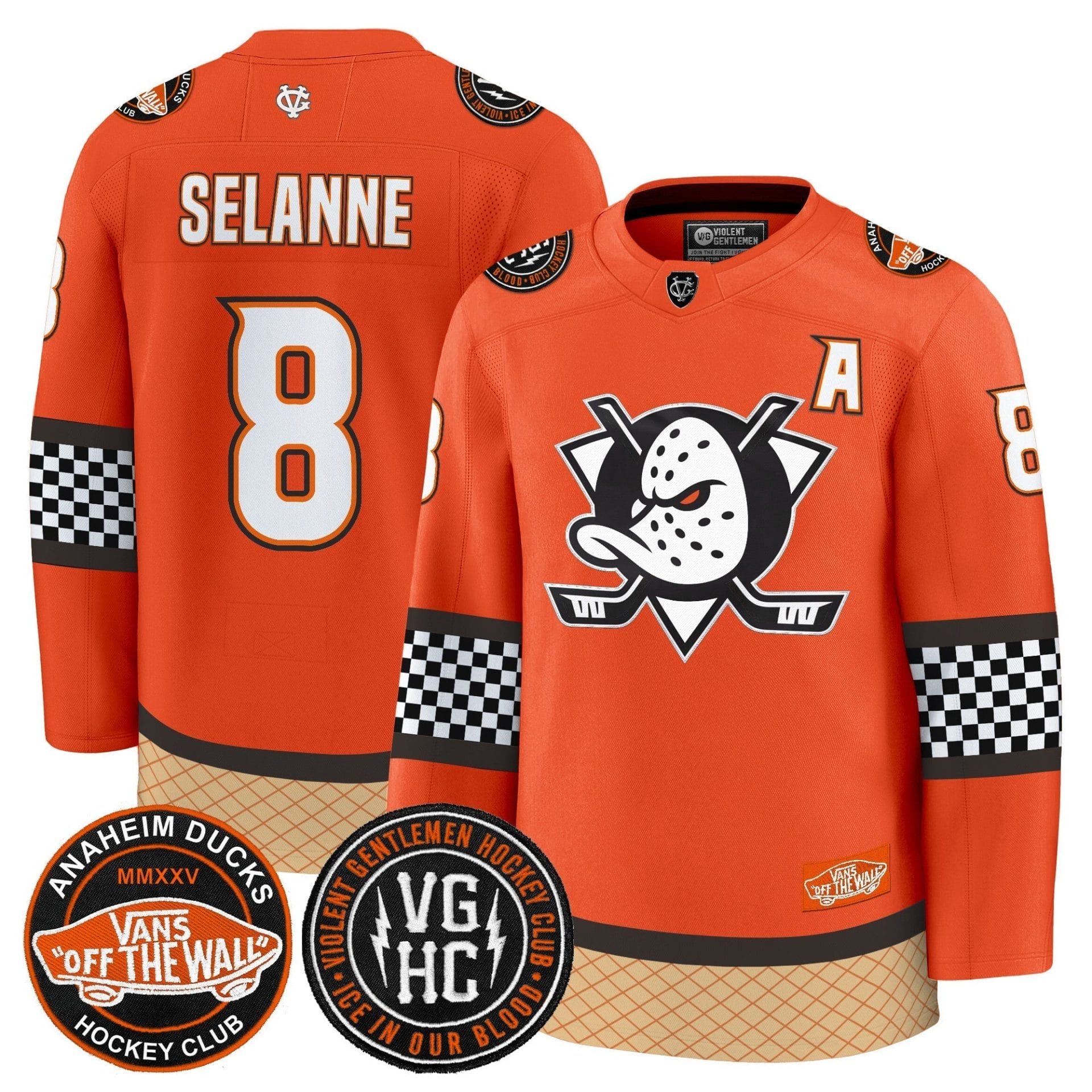 Alternative view of Men Anaheim Ducks Checkerboard 2025 Premium Jersey - All Stitched