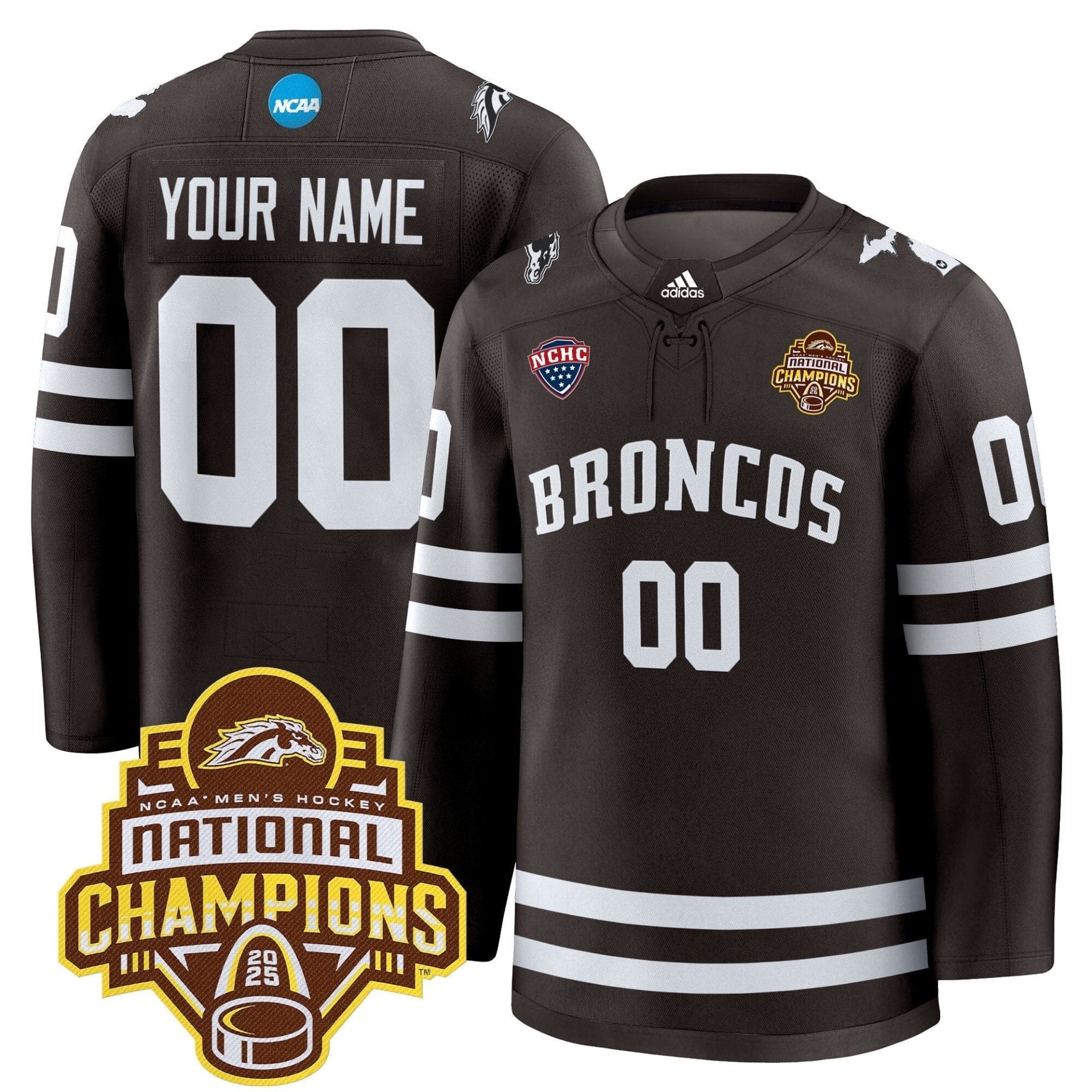 Alternative view of Western Michigan Broncos 2025 National Champions Patch Premium Custom Jersey - All Stitched
