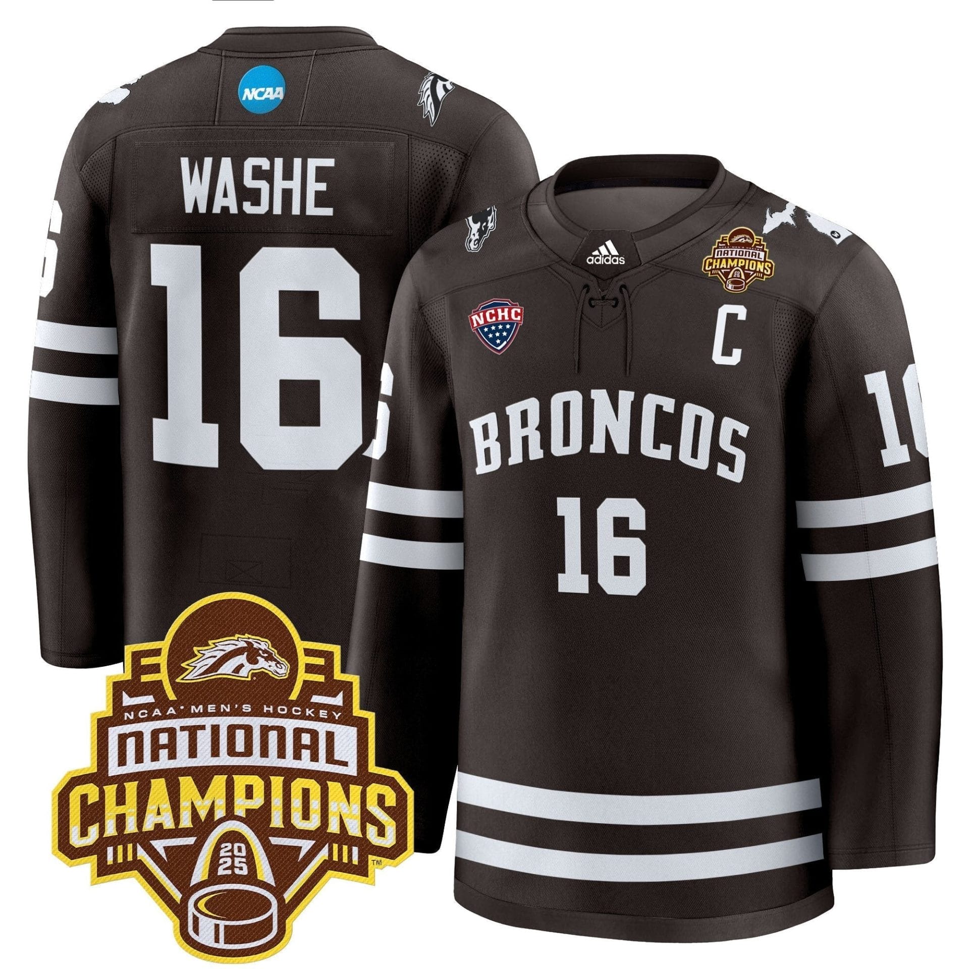 Alternative view of Men Western Michigan Broncos 2025 National Champions Patch Premium Jersey - All Stitched
