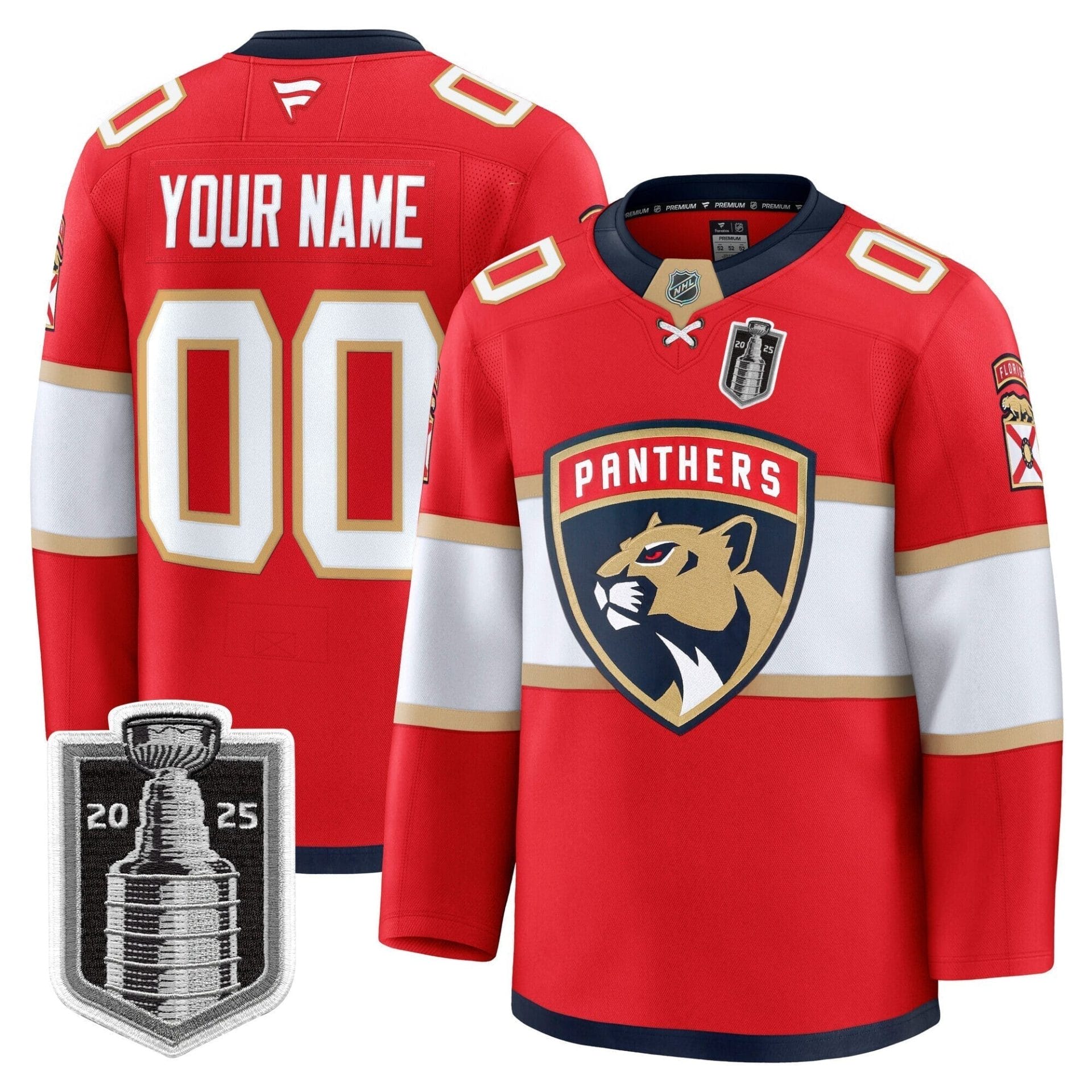 Alternative view of Florida Panthers 2025 Stanley Cup Final Premium Custom Jersey - All Stitched