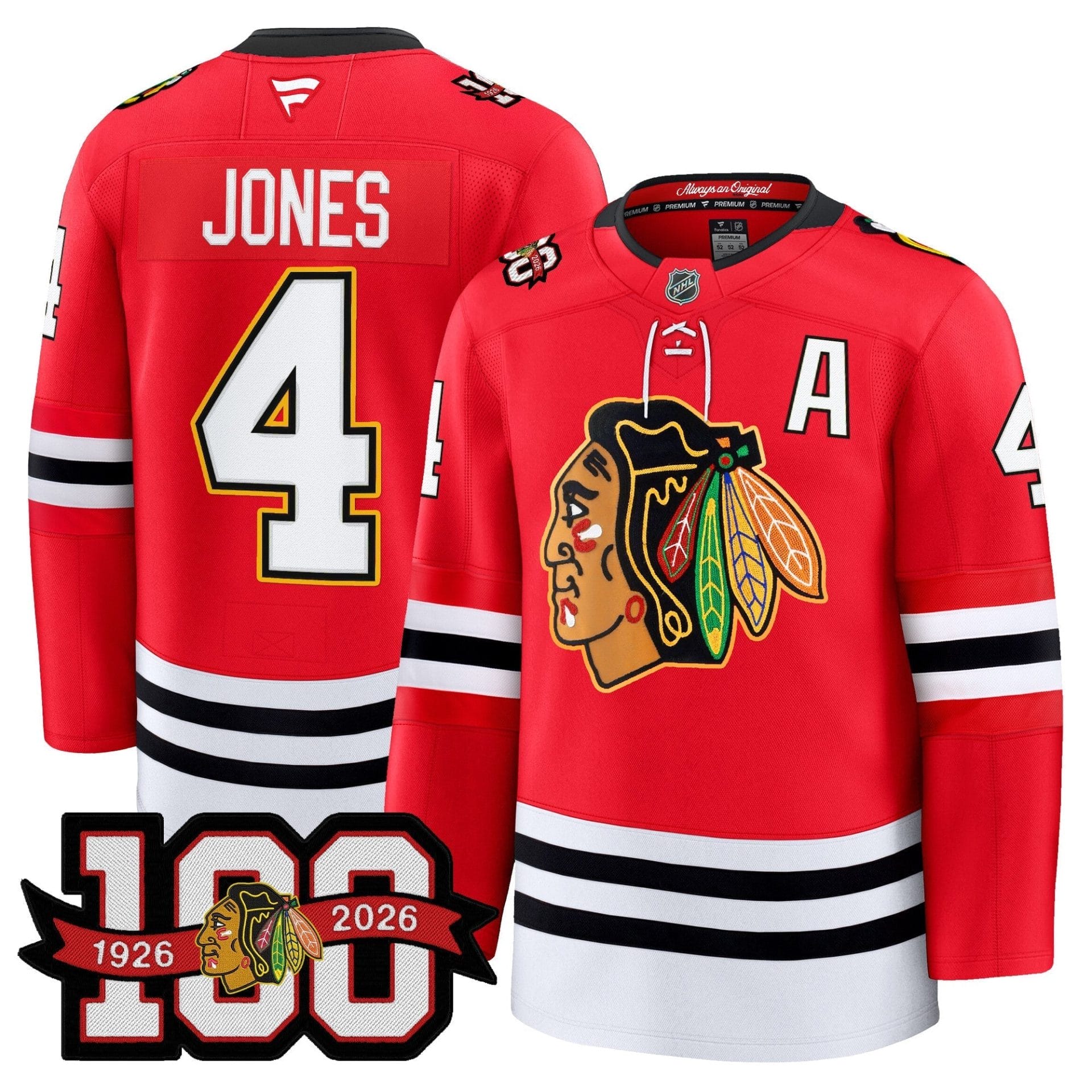 Chicago Blackhawks 100th Anniversary Premium Jersey - All Stitched - Image 2