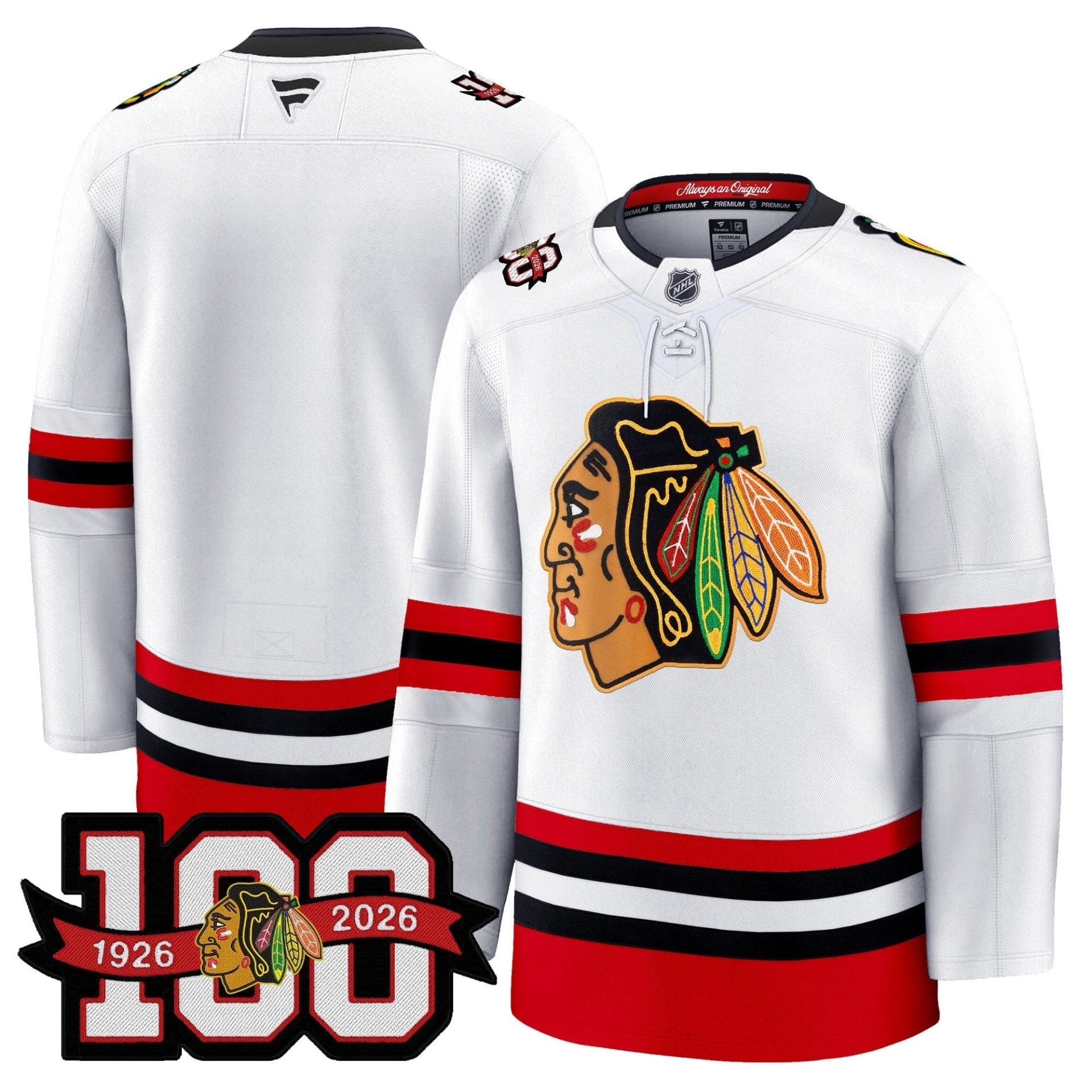 Chicago Blackhawks 100th Anniversary Premium Jersey - All Stitched - Image 16