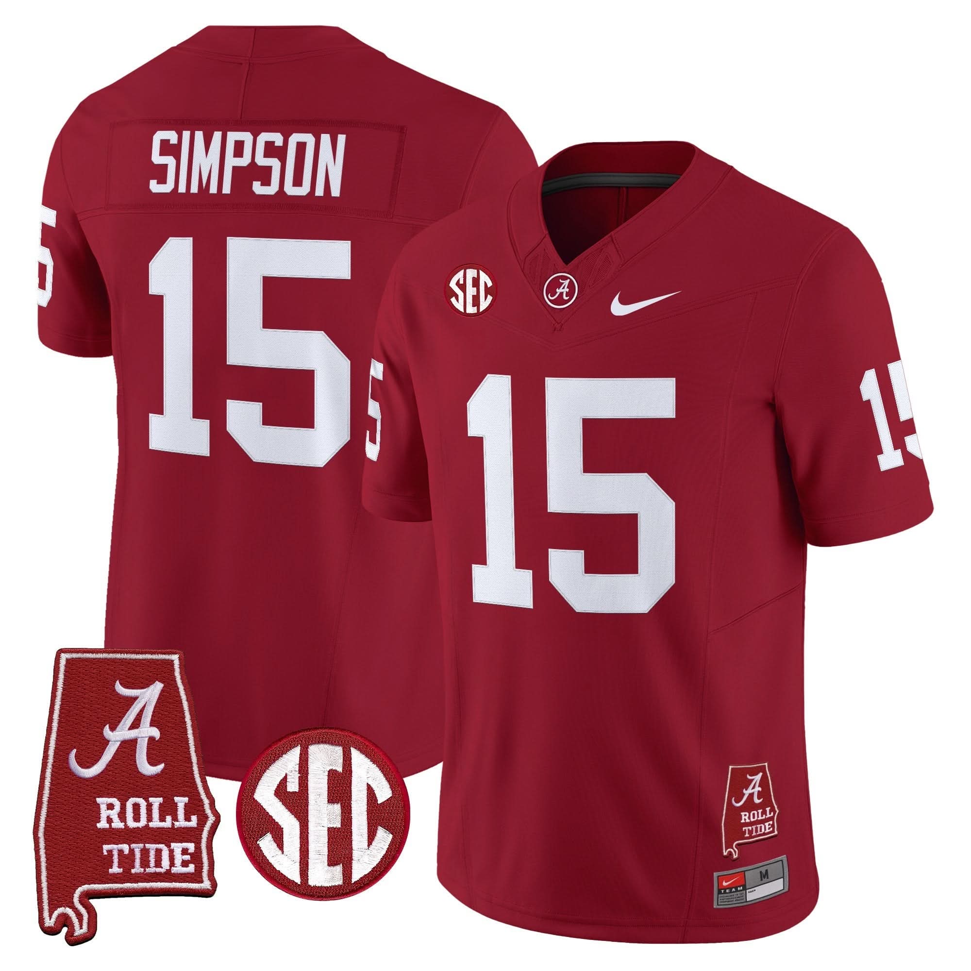 Alabama Crimson Tide Throwback Vapor Limited Jersey - Alabama Map - All Stitched - Image 9