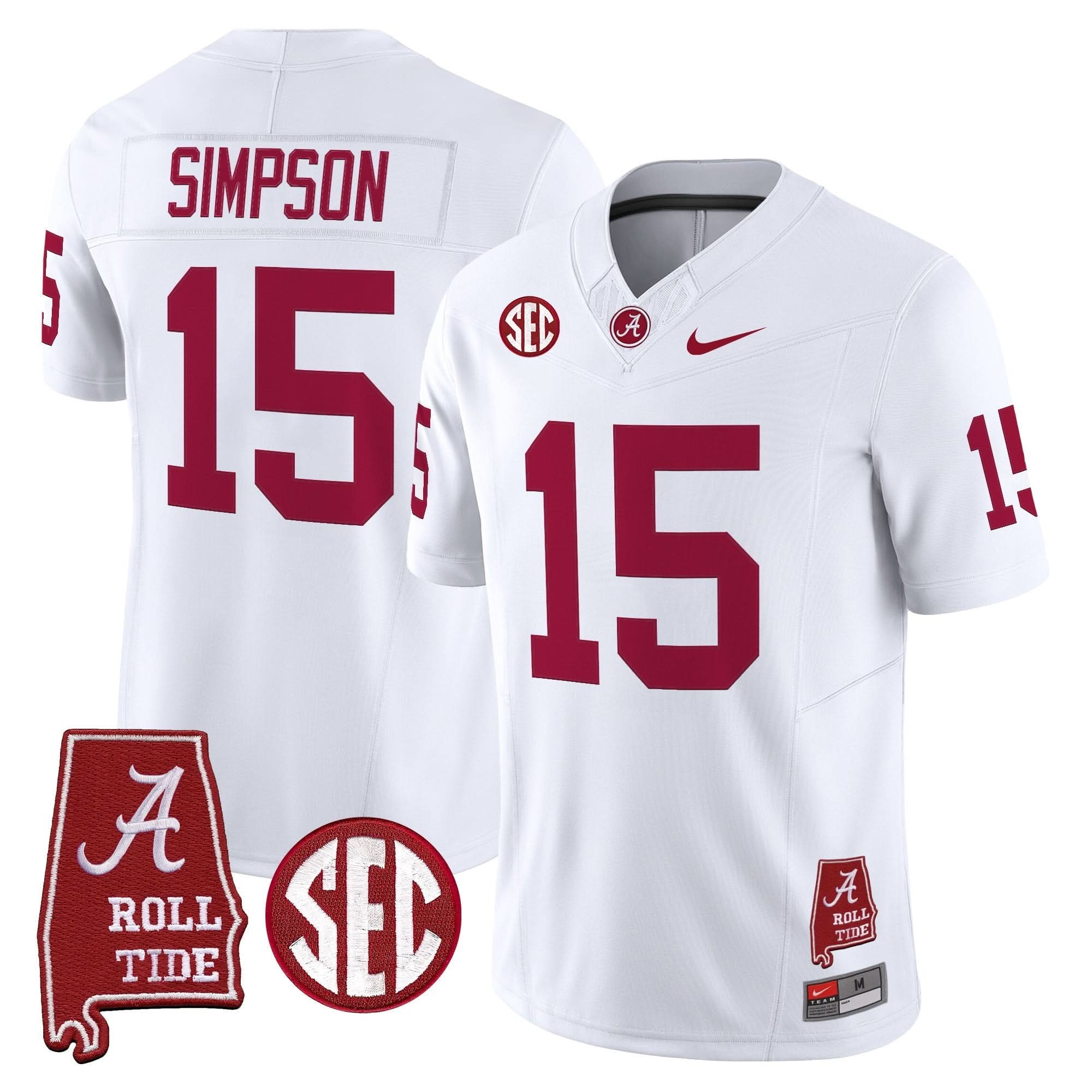 Alabama Crimson Tide Throwback Vapor Limited Jersey - Alabama Map - All Stitched - Image 27