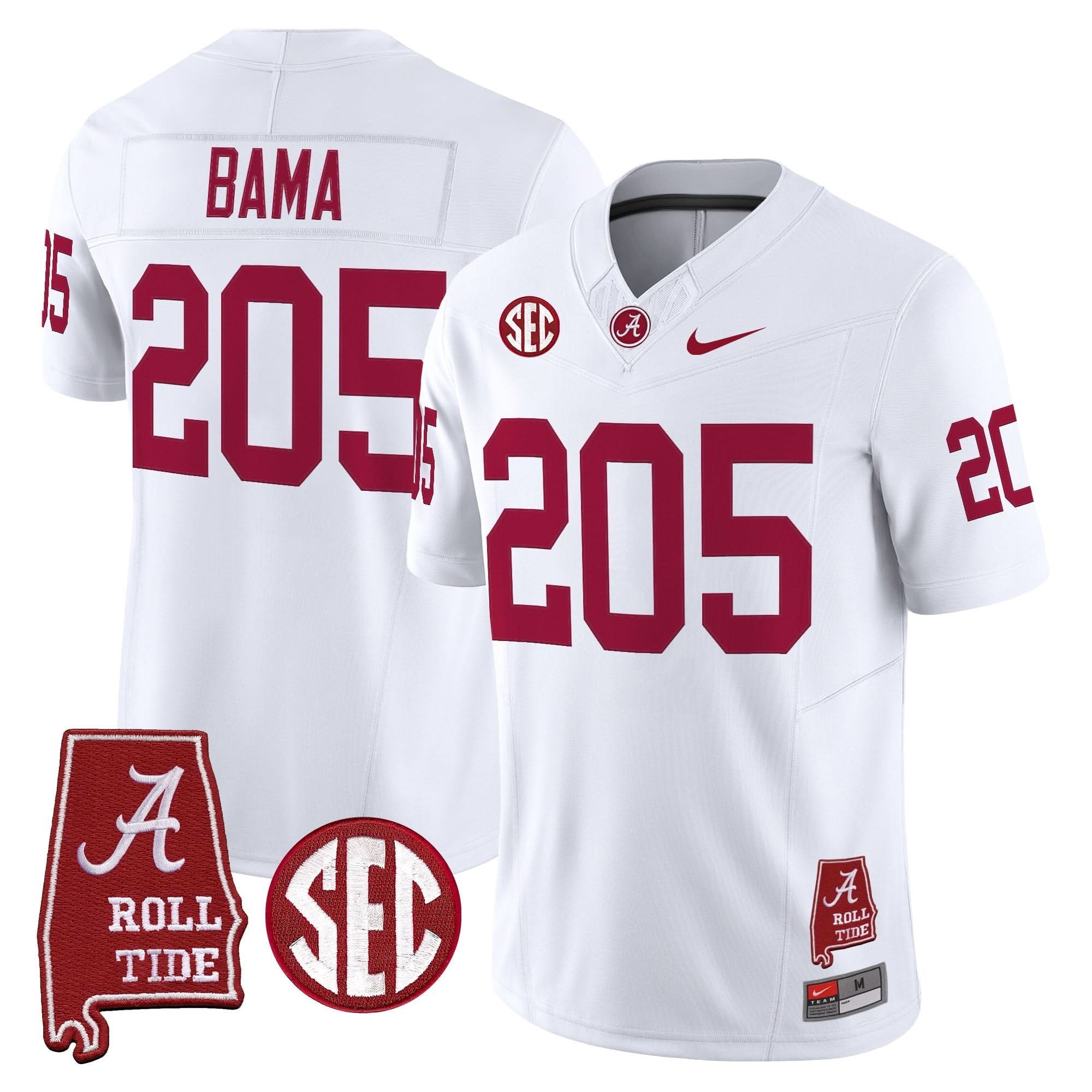 Alabama Crimson Tide Throwback Vapor Limited Jersey - Alabama Map - All Stitched - Image 28
