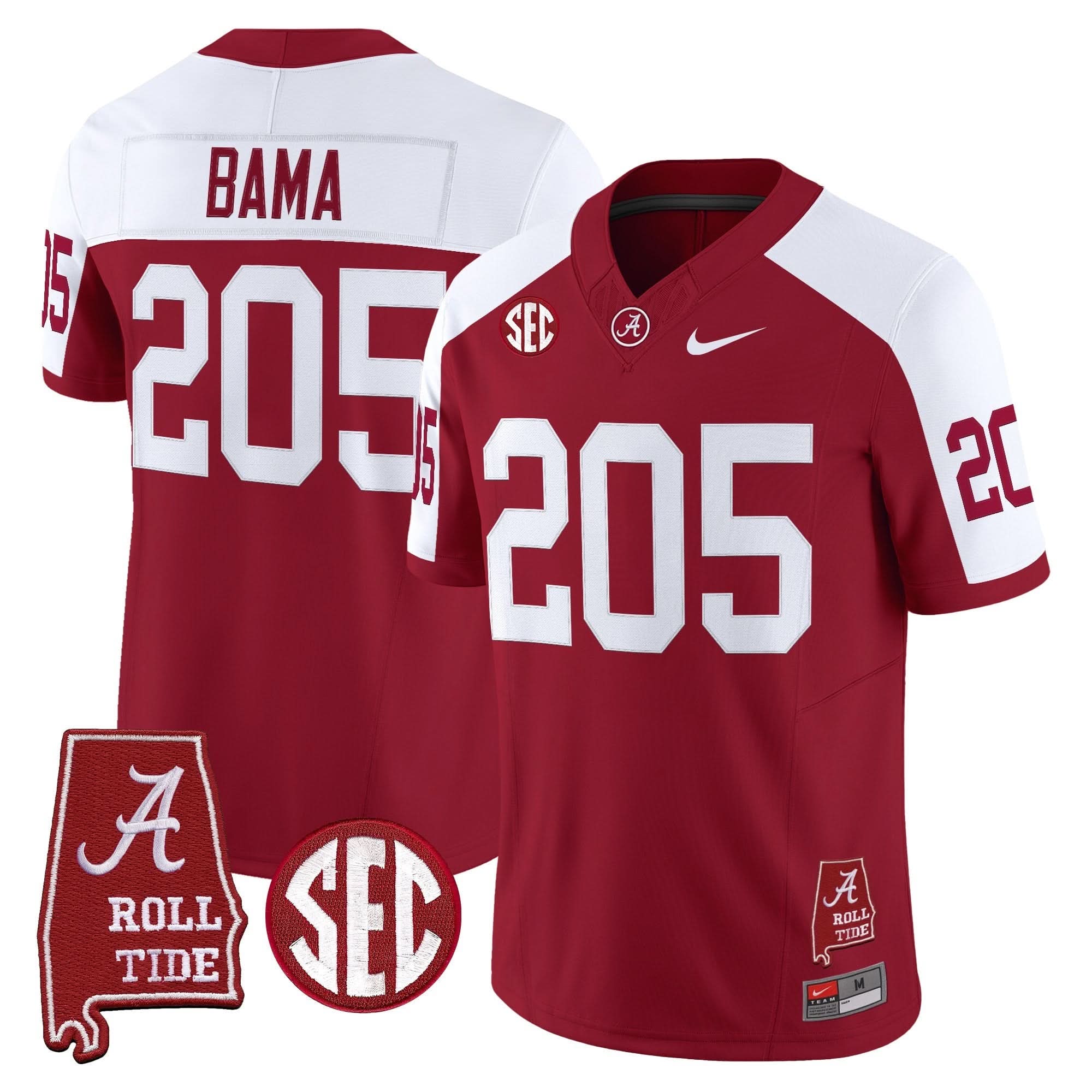 Alabama Crimson Tide Throwback Vapor Limited Jersey - Alabama Map - All Stitched - Image 2