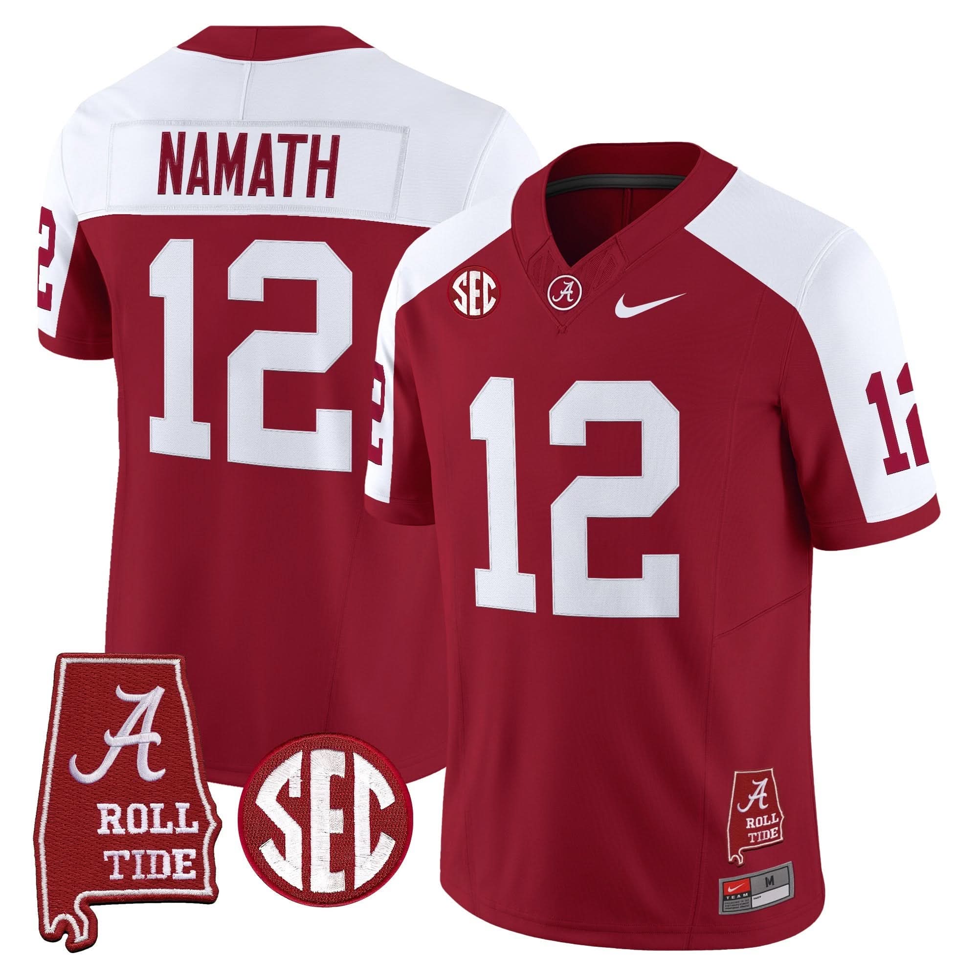 Alabama Crimson Tide Throwback Vapor Limited Jersey - Alabama Map - All Stitched - Image 6