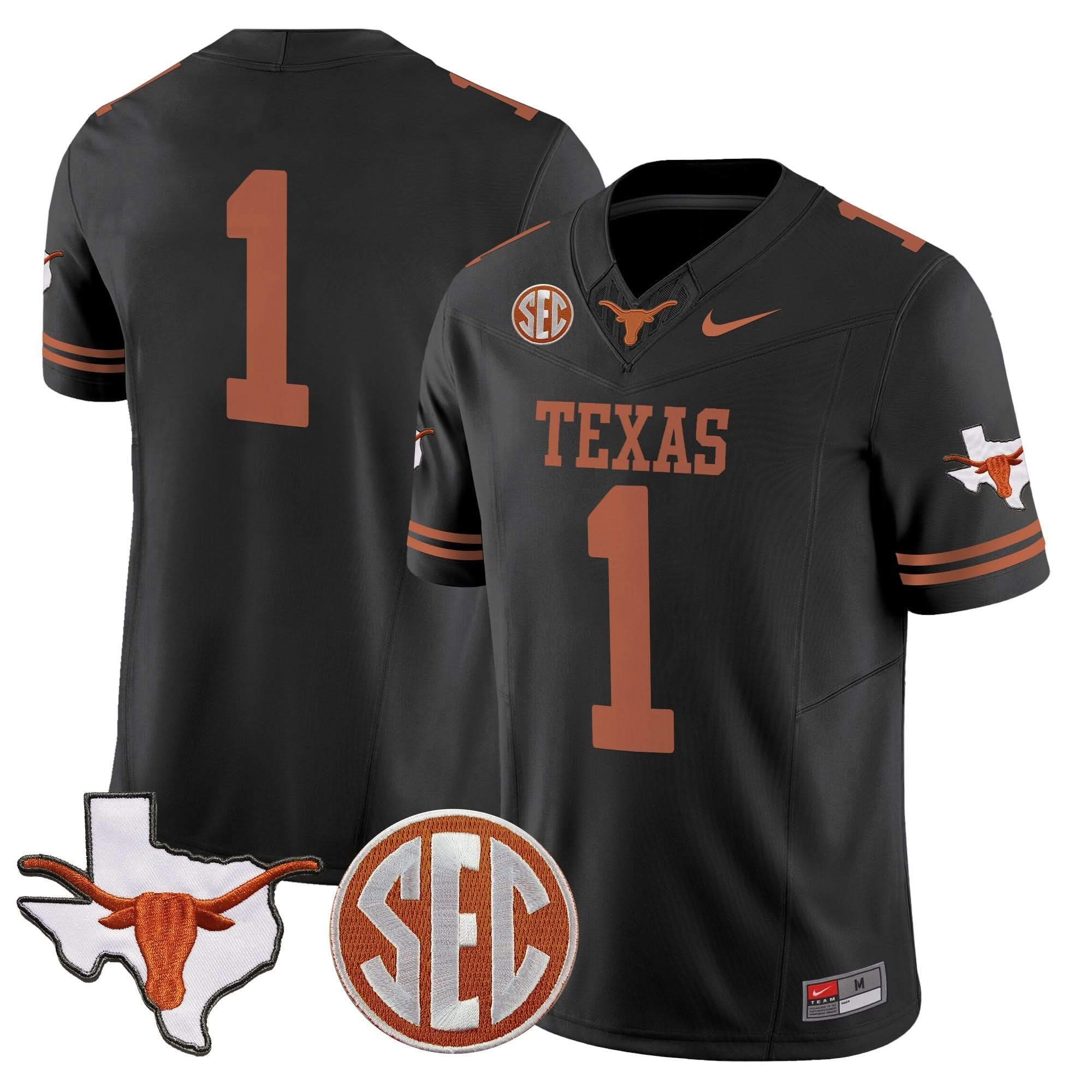 Texas Longhorns 2025 State Map & SEC Patch Vapor Limited Jersey - All Stitched - Image 2