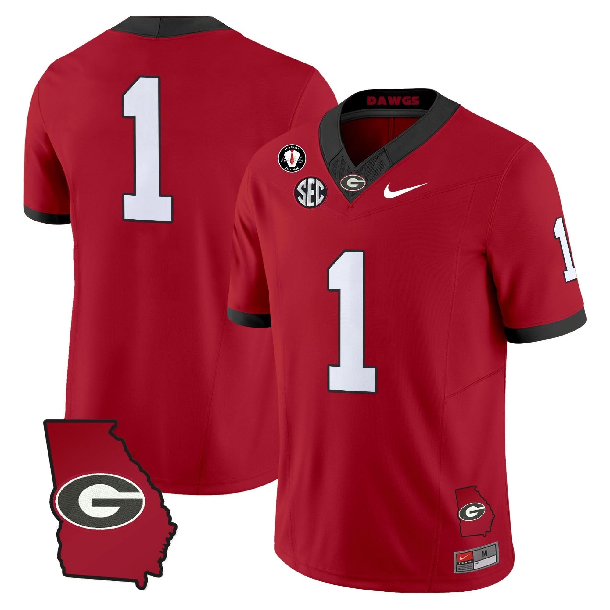Georgia Bulldogs 2025 Georgia Map & Vince Dooley Patch Vapor Limited Jersey - All Stitched - Image 26