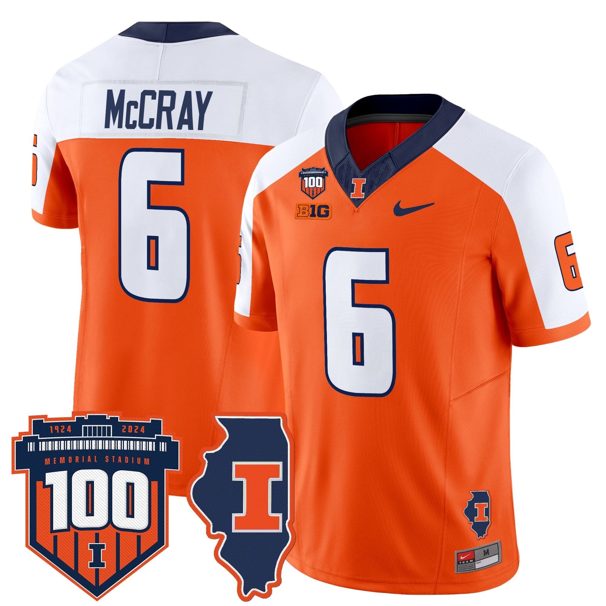 Illinois Fighting Illini 100th Memorial Stadium Patch Vapor Limited Jersey - All Stitched - Image 47