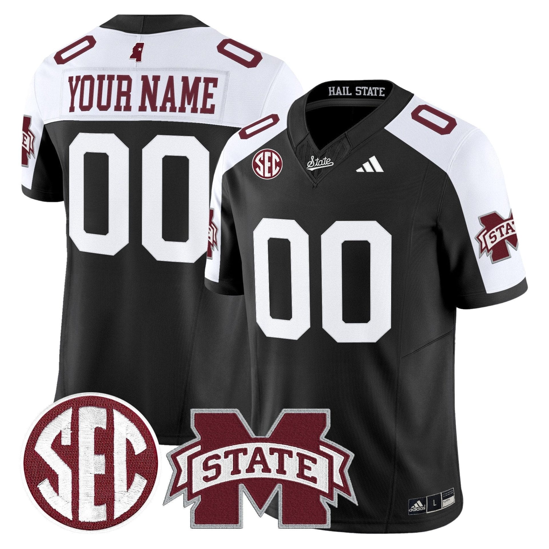 Custom Mississippi State Bulldogs Jersey 'Dark Mode' Vapor Limited Stitched All Colors - Image 4