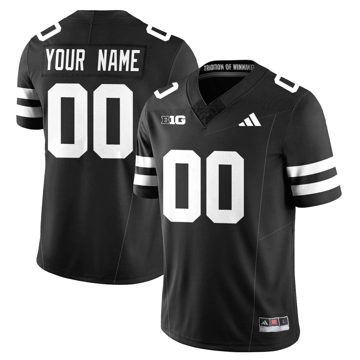 Custom Nebraska Football Jersey Name, Number 2025 "Blackout" - All Stitched