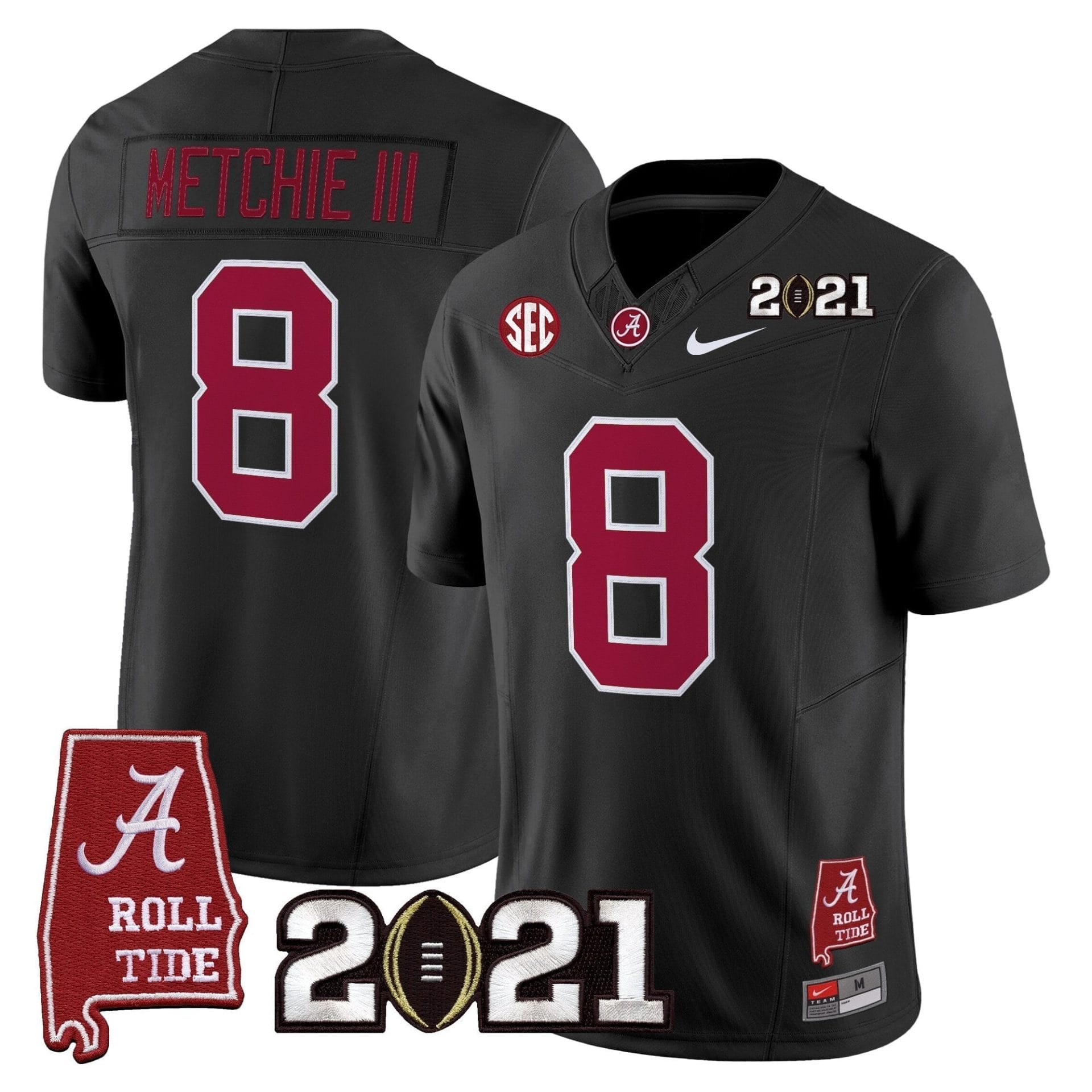 Alabama Crimson Tide '2021 CFP National Championship' Vapor Limited Jersey - Alabama Map - All Stitched - Image 27
