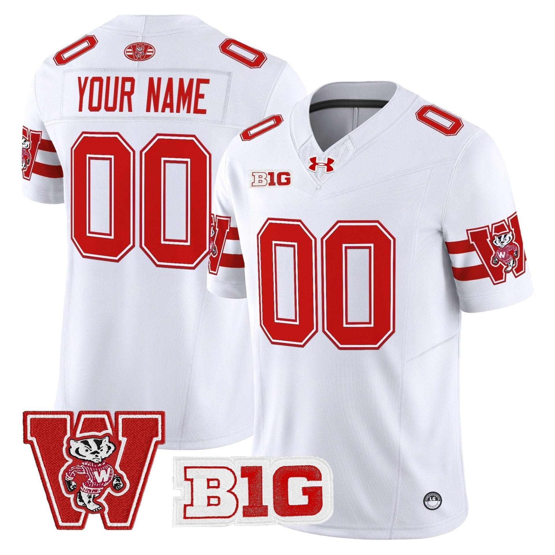 Alternative view of Custom Wisconsin Badgers Jersey Throwback  Name, Number 2025 Stitched All Colors