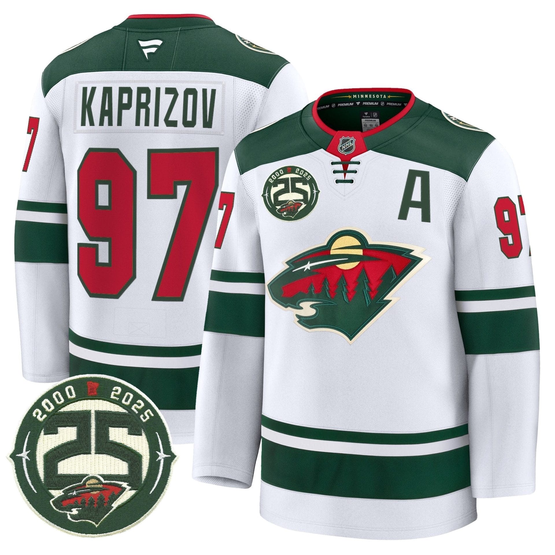 Minnesota Wild 25th Anniversary Patch Premium Jersey - All Stitched - Image 6