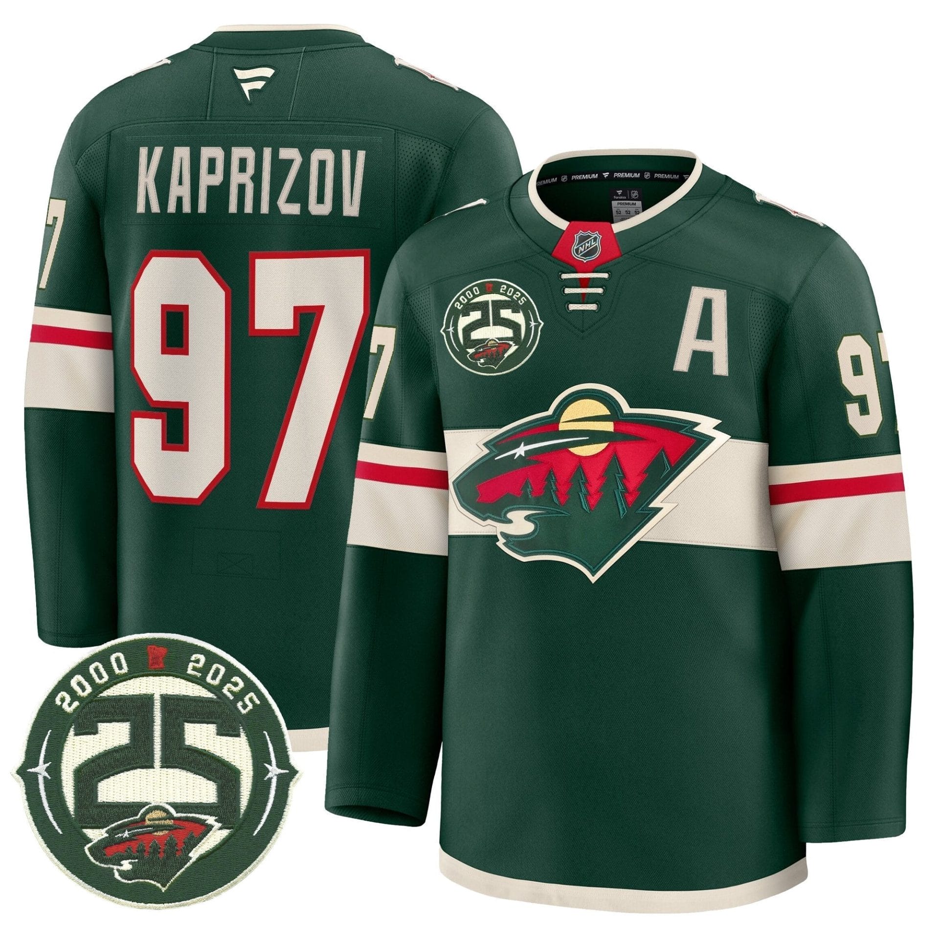 Minnesota Wild 25th Anniversary Patch Premium Jersey - All Stitched