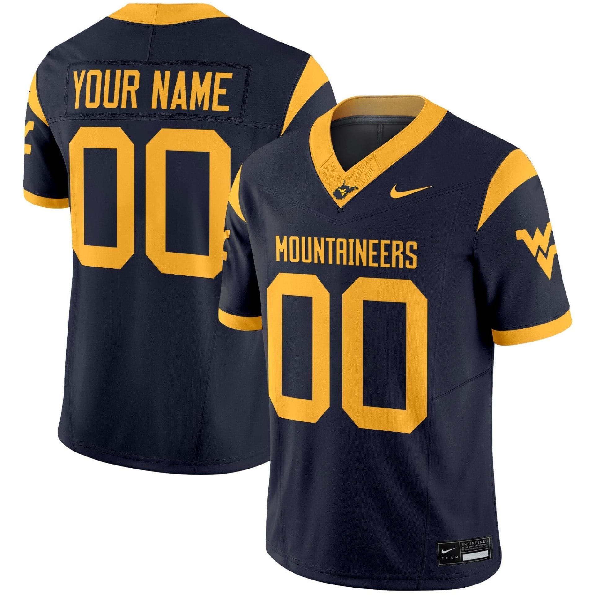 Alternative view of West Virginia Mountaineers 2025 Vapor Limited Custom Jersey - All Stitched