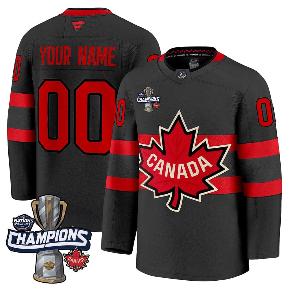 Alternative view of Custom Canada 2025 4 Nations Face-Off Champions Jersey - All Stitched